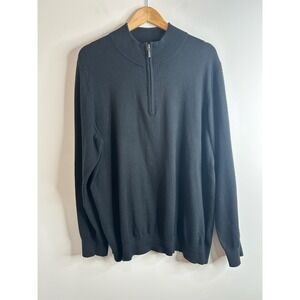 LL Mens 1/4 Zip Sweater Jumper Size XL Cotton Cashmere Blend Classic Warm